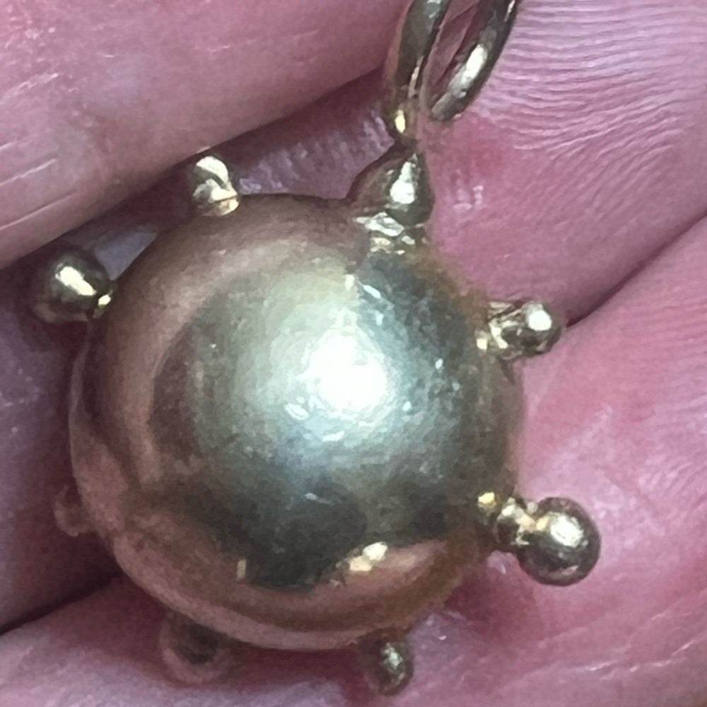 Vintage 1960s Gold-Plated Sterling Silver Sputnik Iolite Pendant HEAVY! 19.8 g - Picture 8 of 15